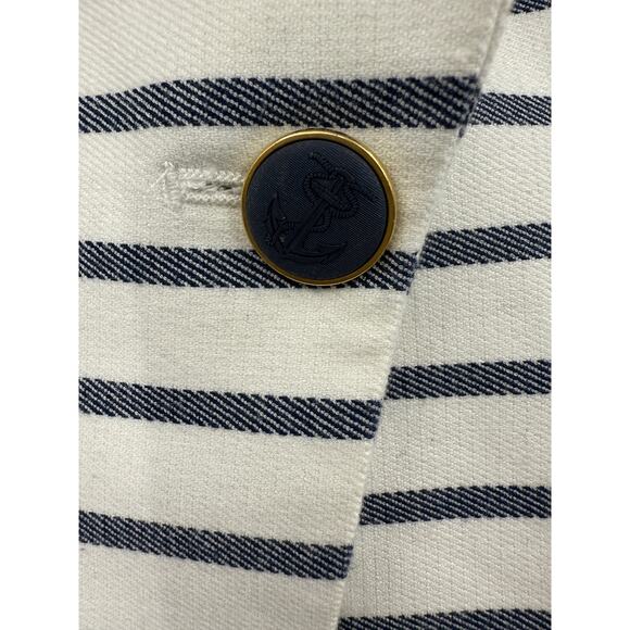 Zara Blazer Womens Nautical Single‎ Breast Stripped Blue White Size Small - Picture 3 of 11